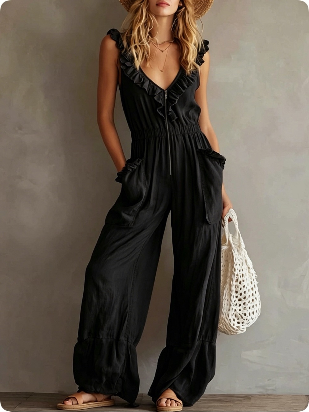 Black Ruffle Jumpsuit